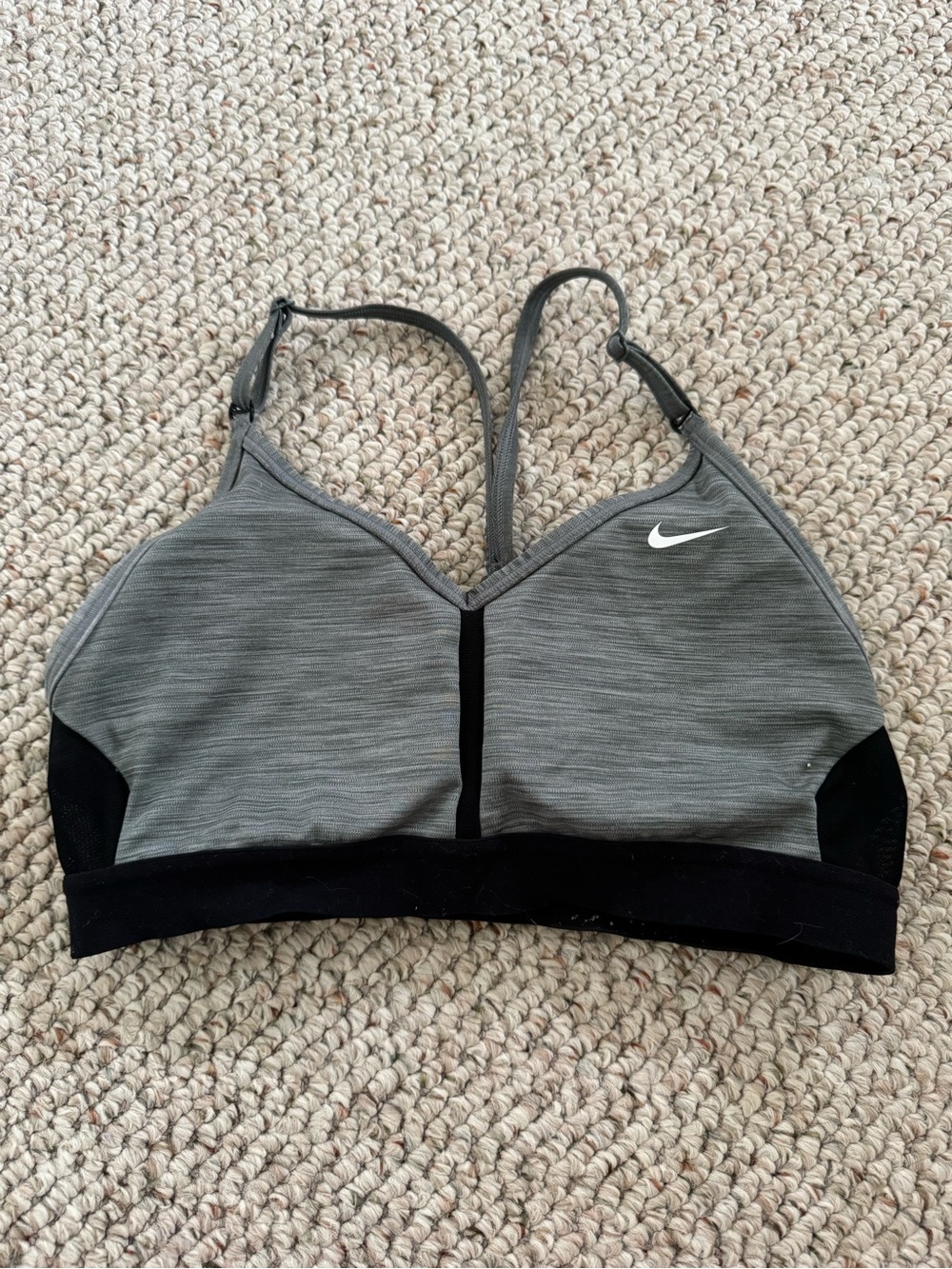 Nike Grey and Black Light Support Strappy Sports Bra